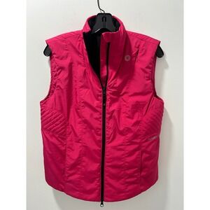 Danskin Womens Pink Quilted Full Zip Activewear Puffer Vest Medium Lightweight